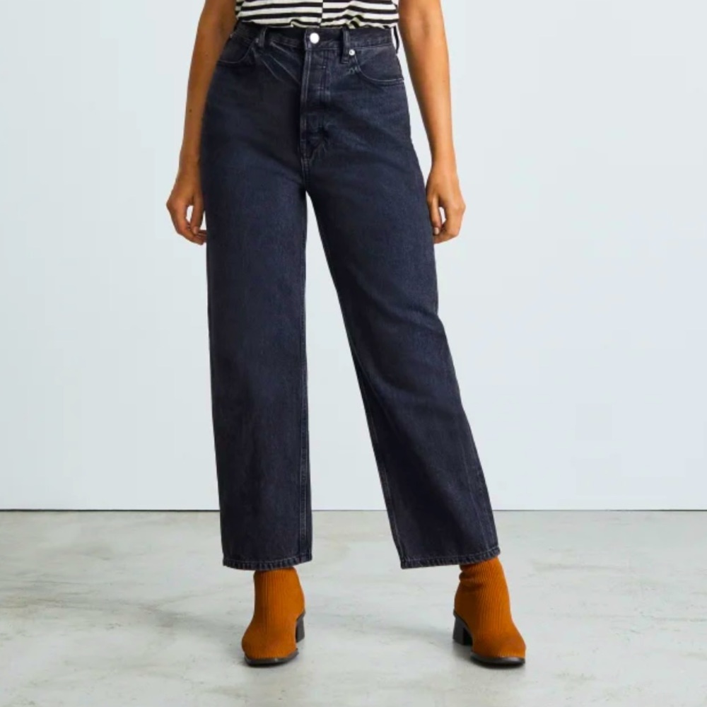 NWT EVERLANE Way High Denim Jeans in worn in black size 27 regular